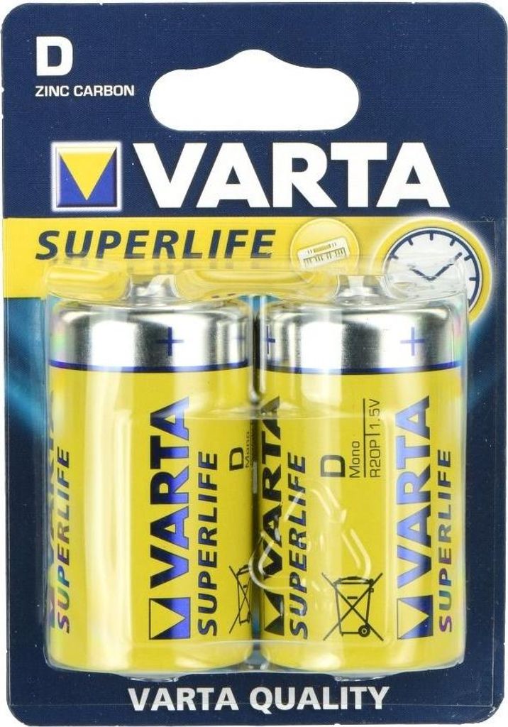 Varta R20 D, D, Cynkowo-węglowy, 1,5 V, 2 szt., Zdjęcie produktu 
