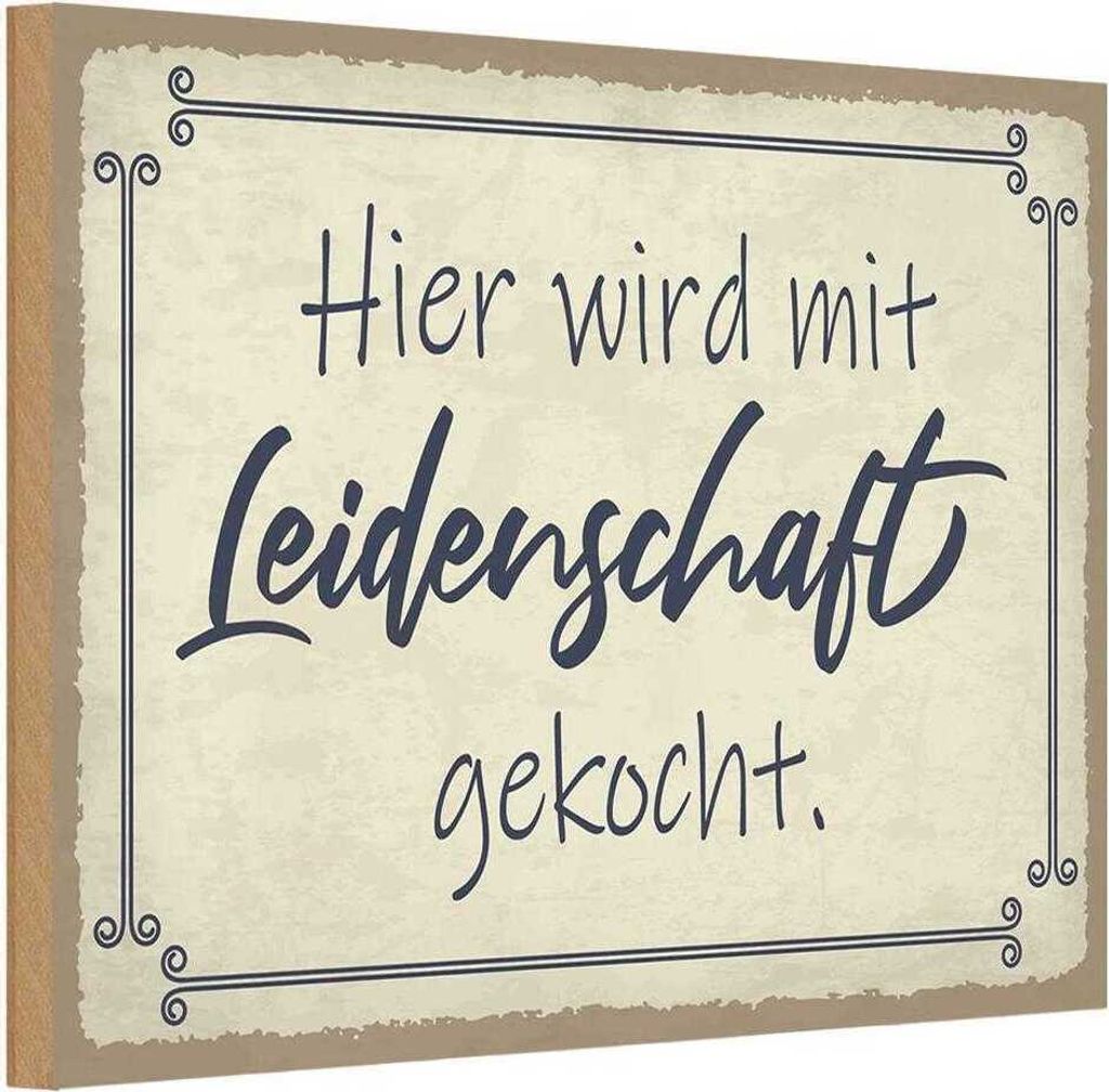 vianmo Holzschild 12x18 cm hier mit Leidenschaft gekocht Dekoration