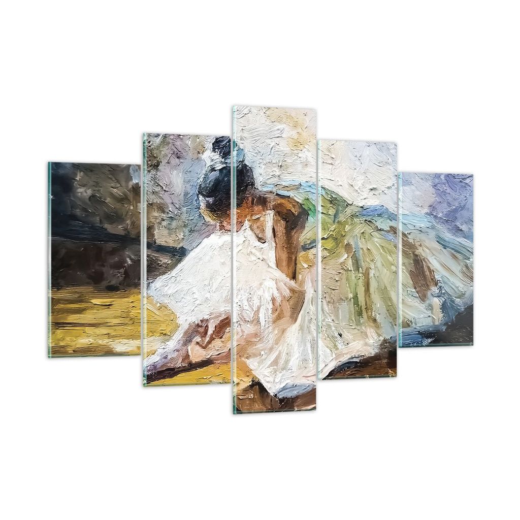 Bilder auf glas - 5 Teile - Ballerina Mädchen Öl - 150x100cm - Glasbilder - Wandbilder - Bilder - zum Aufhängen bereit - Wanddekoration aus Glas...