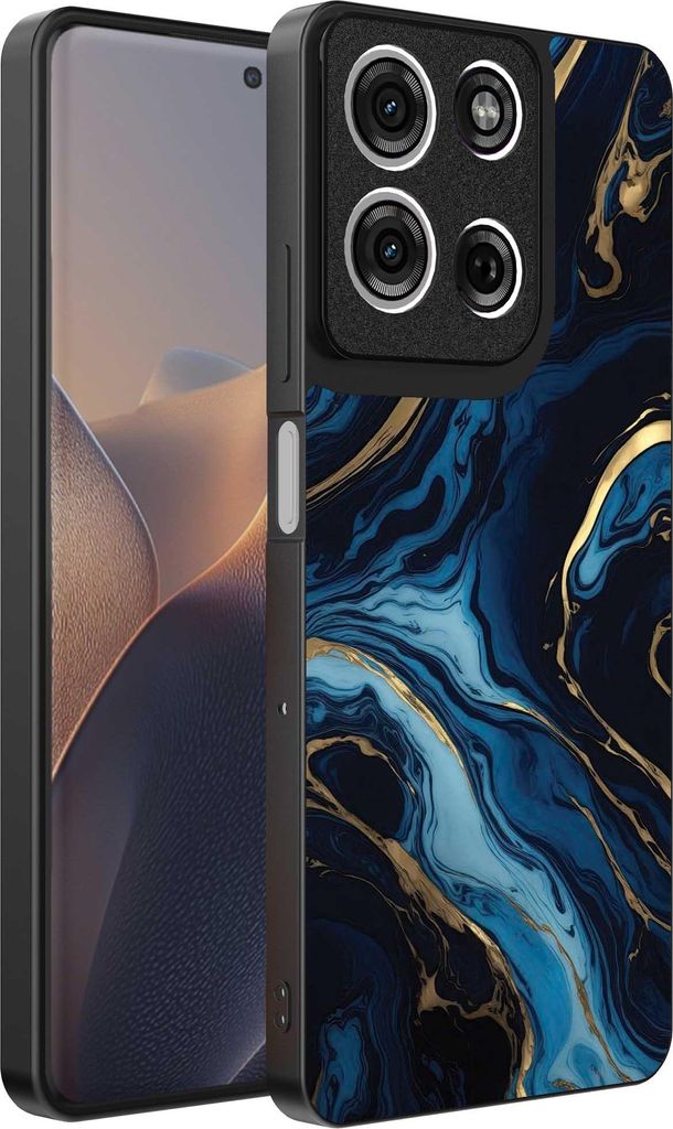 Geeignet für Motorola Edge 60 Pro Telefon Fall mit Marmor Druck - TPU zurück Abdeckung Fall Gold blau Marmor Design - Gold Blau - Smartphonica