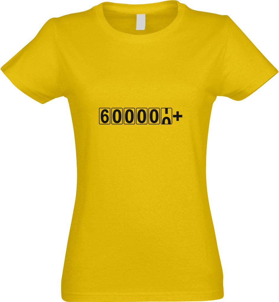 Kiwistar - T-Shirt tailliert - Damen - gelb - 600000+ km Kilometerzähler - mit Motiv Bedruckt - Funshirt Design - Sport - Freizeit - Damen - L