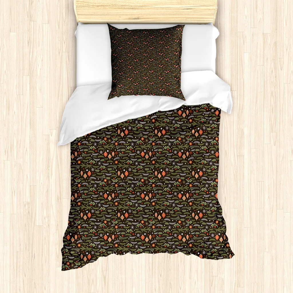 Set Copripiumino Natalizio Pino e Vischio 135x200 | ABAKUHAUS Antiacaro