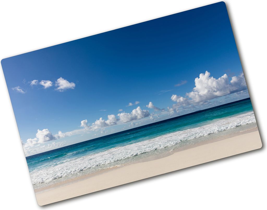 Tulup Glas Herdabdeckplatte - 80x52 cm - Glaskeramikkochfeld-Abdeckung Spritzschutz Glasabdeckplatte - Einteilig - Landschaften - Seychellen Strand...
