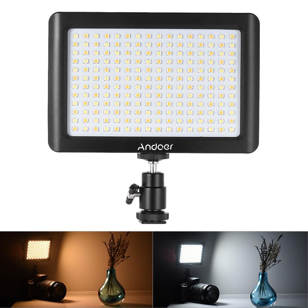 Andoer tragbare Mini-Dimmbare Studio Video Fotografie LED Light Panel Lampe 3200K / 6000K 192pcs Beads fuer Canon Nikon DSLR-Kamera-DV-Camcorder