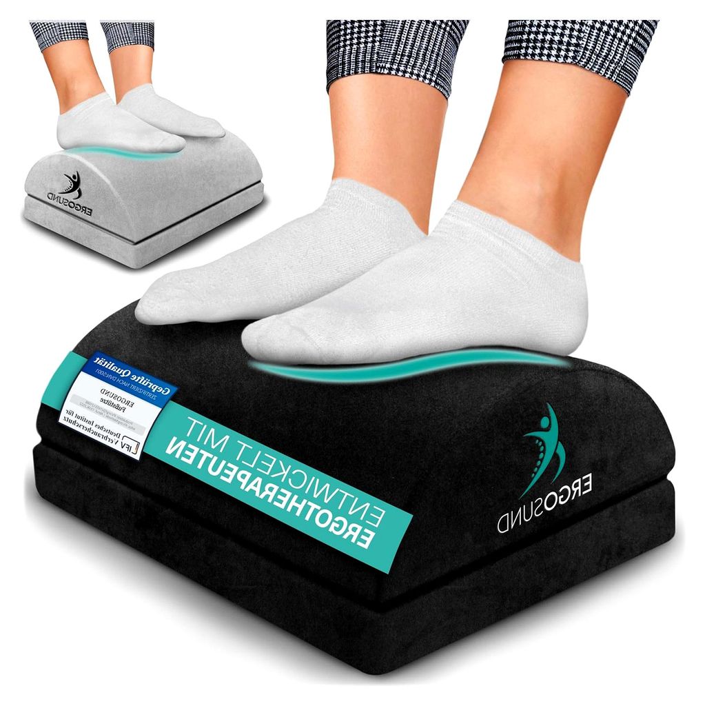 Fußstütze Schreibtisch Premium Schaumstoffkern, Höhenverstellbare Fußbank rutschfest Ergonomische Fußablage Schreibtisch Homeoffice Büro Zube...
