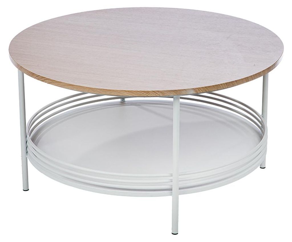 Gilde Beistelltisch, rund, "Living", Metall, weiß, naturfarben, VE 1, H. 40 cm, D. 75 cm 74160 4063387741603