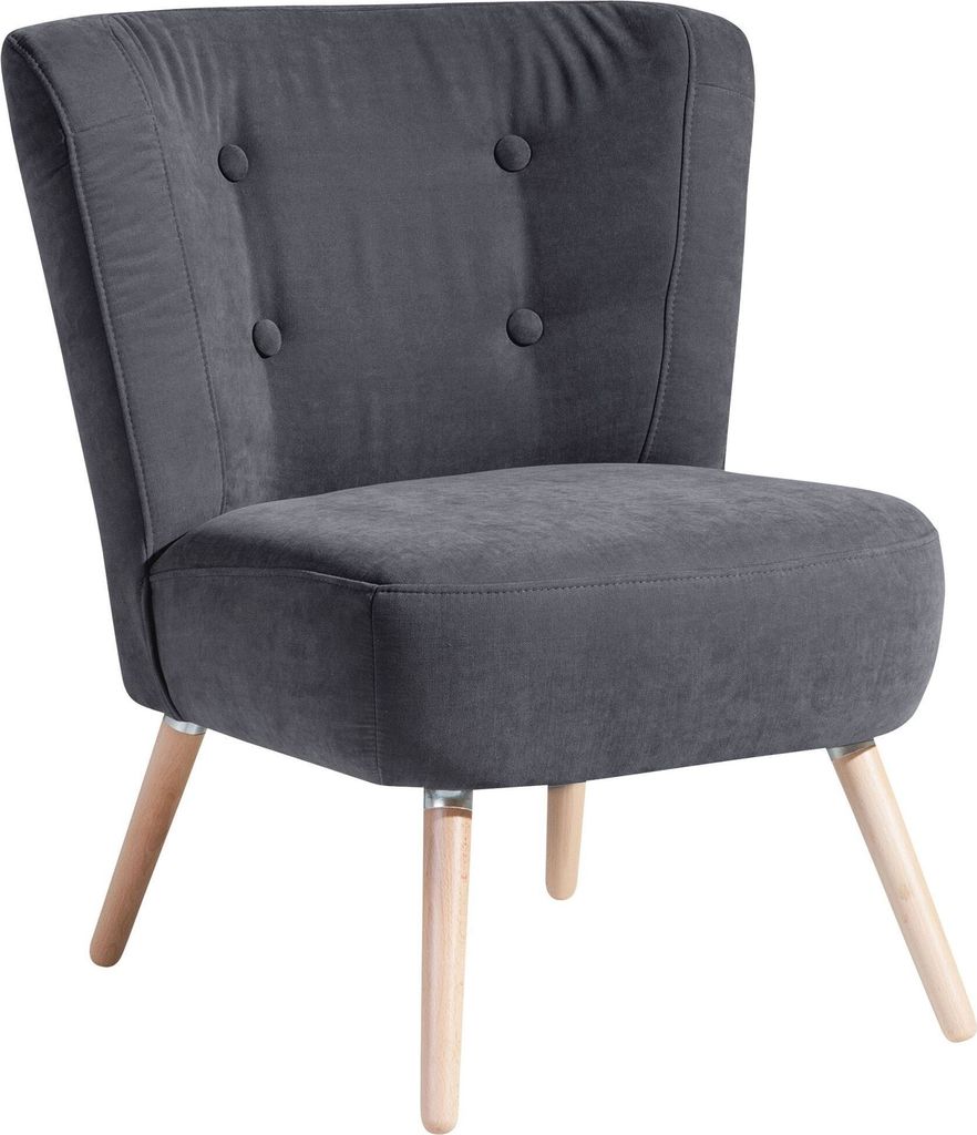 Sessel Kassi Bezug Veloursstoff Buche natur / anthrazit 22379