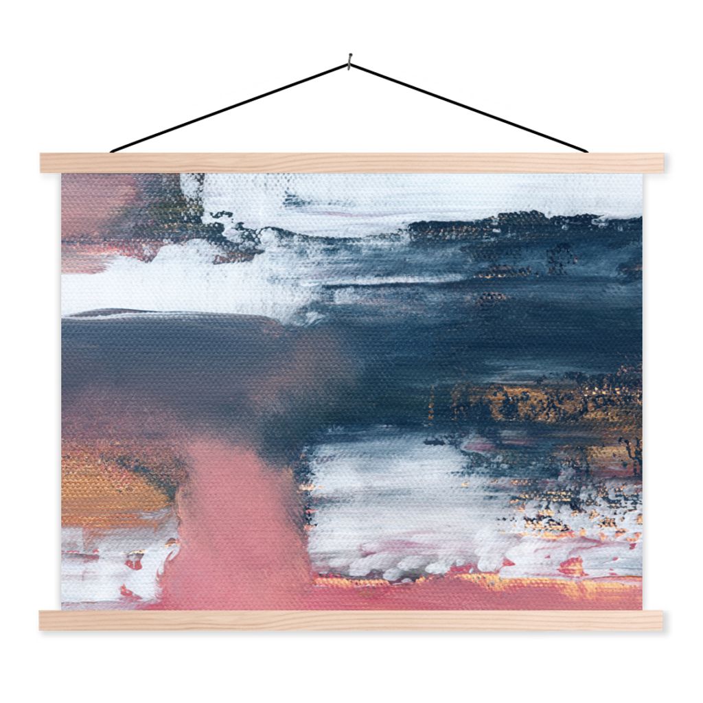 MuchoWow Textilposter Abstrakt - Malerei - Design 120x90 cm mit holzfarbenen Rahmen - Magnetisch