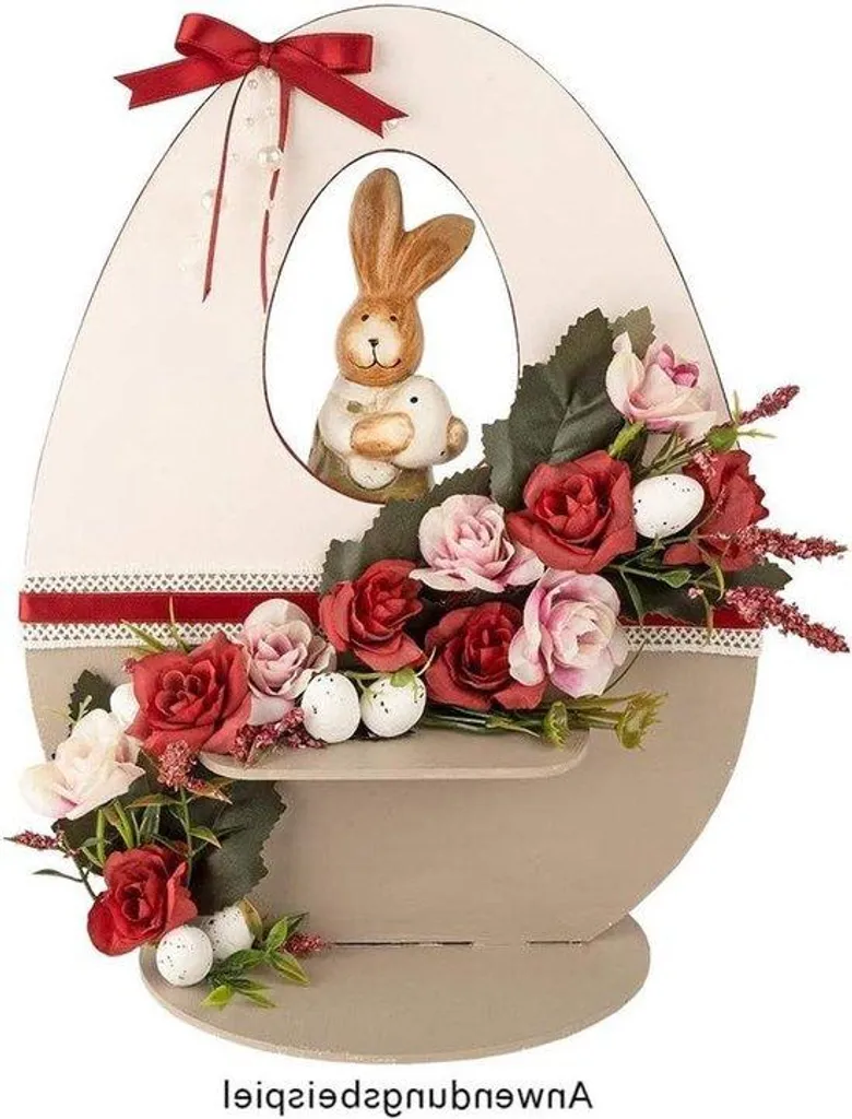 Décoration de table lapin de Pâques cœur céramique 18 cm pour vos fêtes