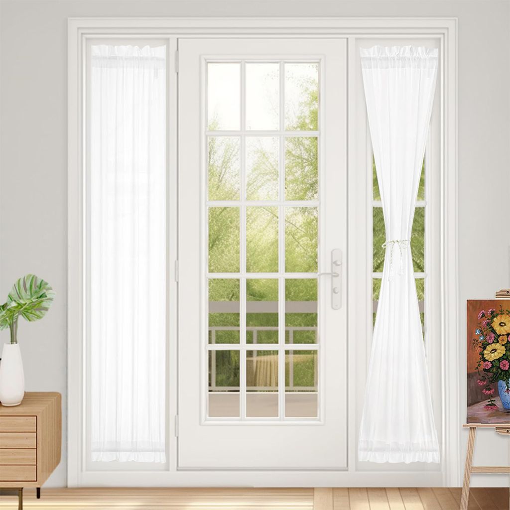 1 cortina para puerta, color blanco, opaca, estilo francés, Imagen del producto 