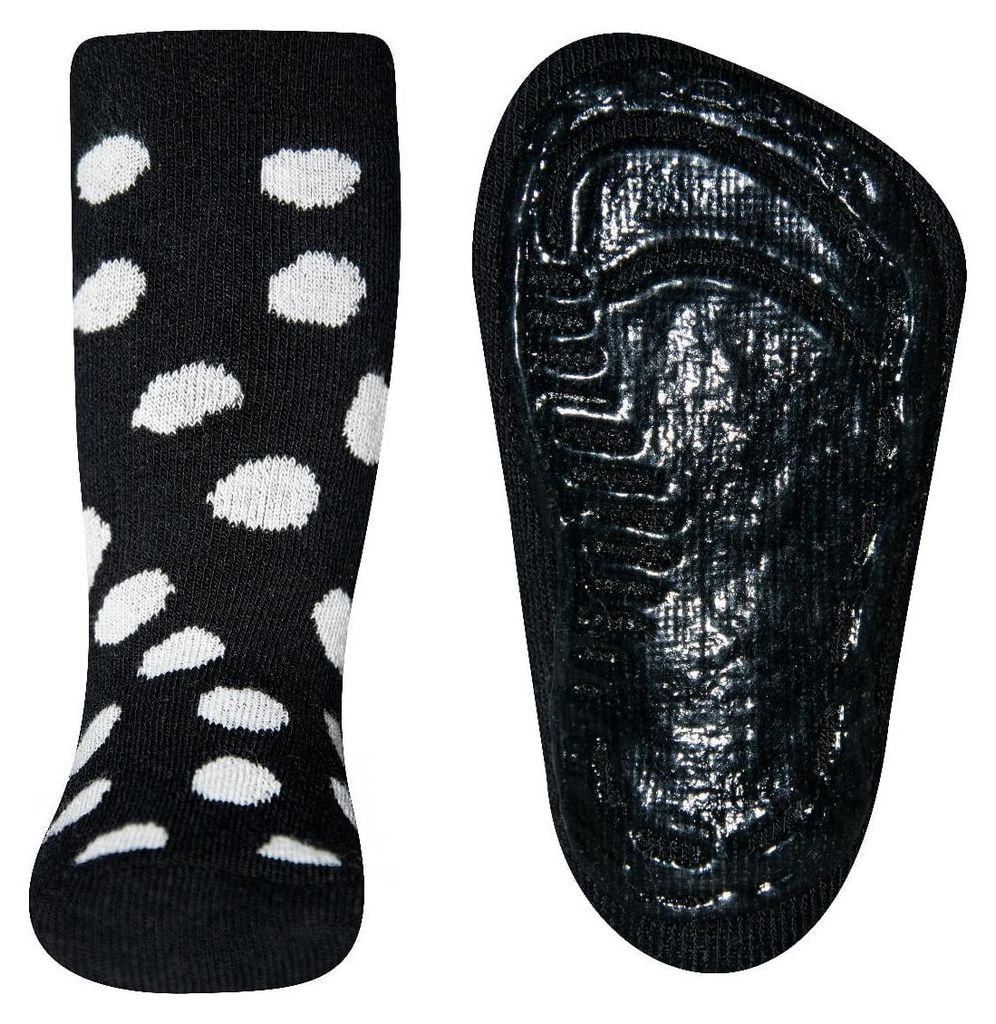 Rutschfeste Kindersocken mit Punkten – Schwarz – 29-30