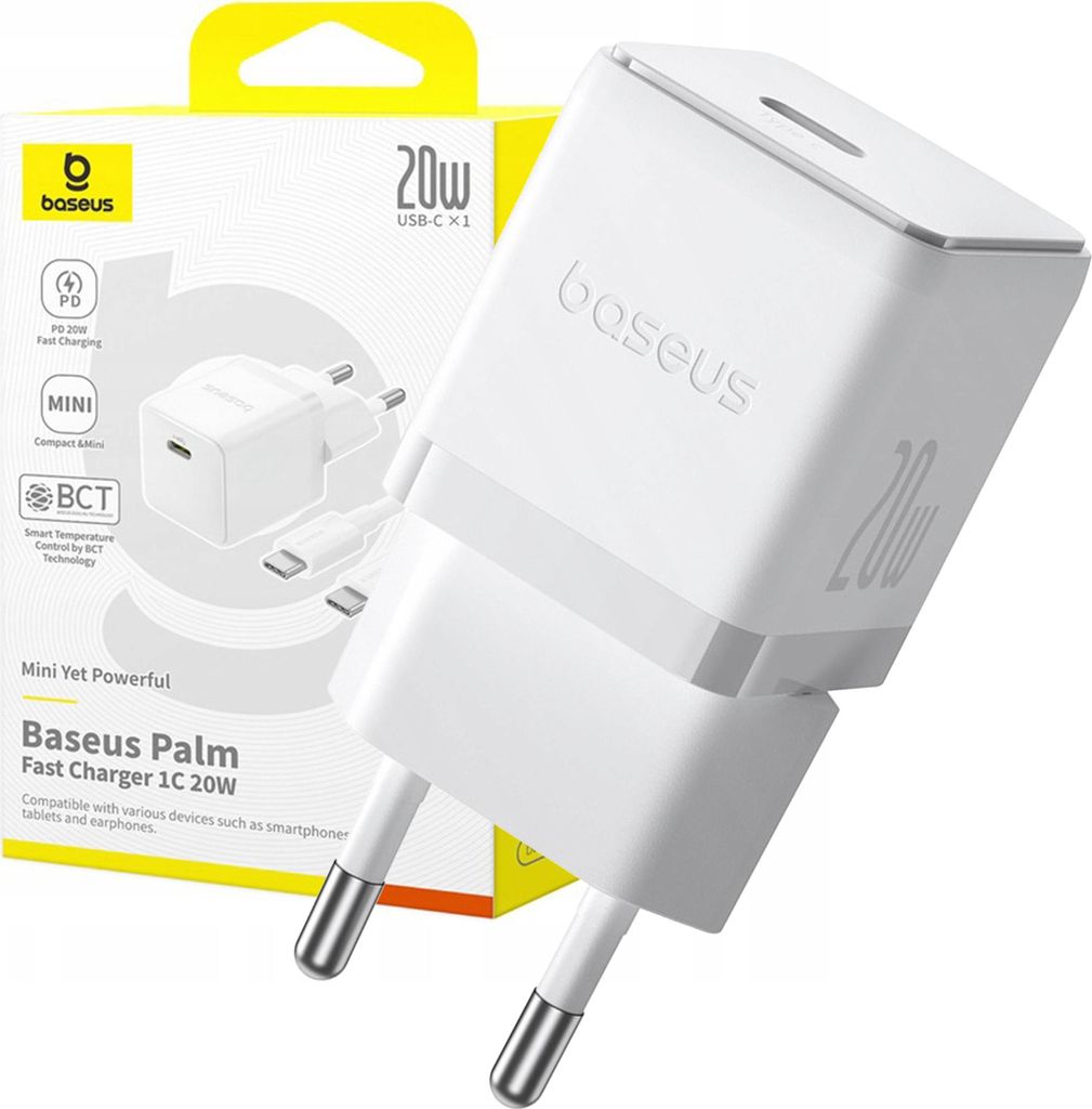 BASEUS 20W EU Netzladegerät + USB-C zu USB-C 60W (20V/3A) Kabel 1M