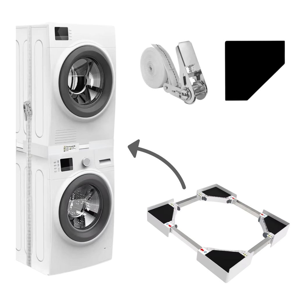 Dastium Home - Zwischenbaurahmen für Waschmaschine und Trockner Stapel-Kit - Universell und Verstellbar, Sicherer Stand