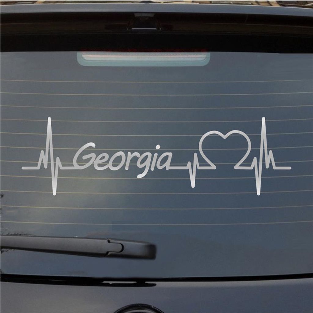 Heckscheibenaufkleber Georgia Herzschlag Puls Staat State USA Liebe 55x16 cm Silber Auto Aufkleber Sticker