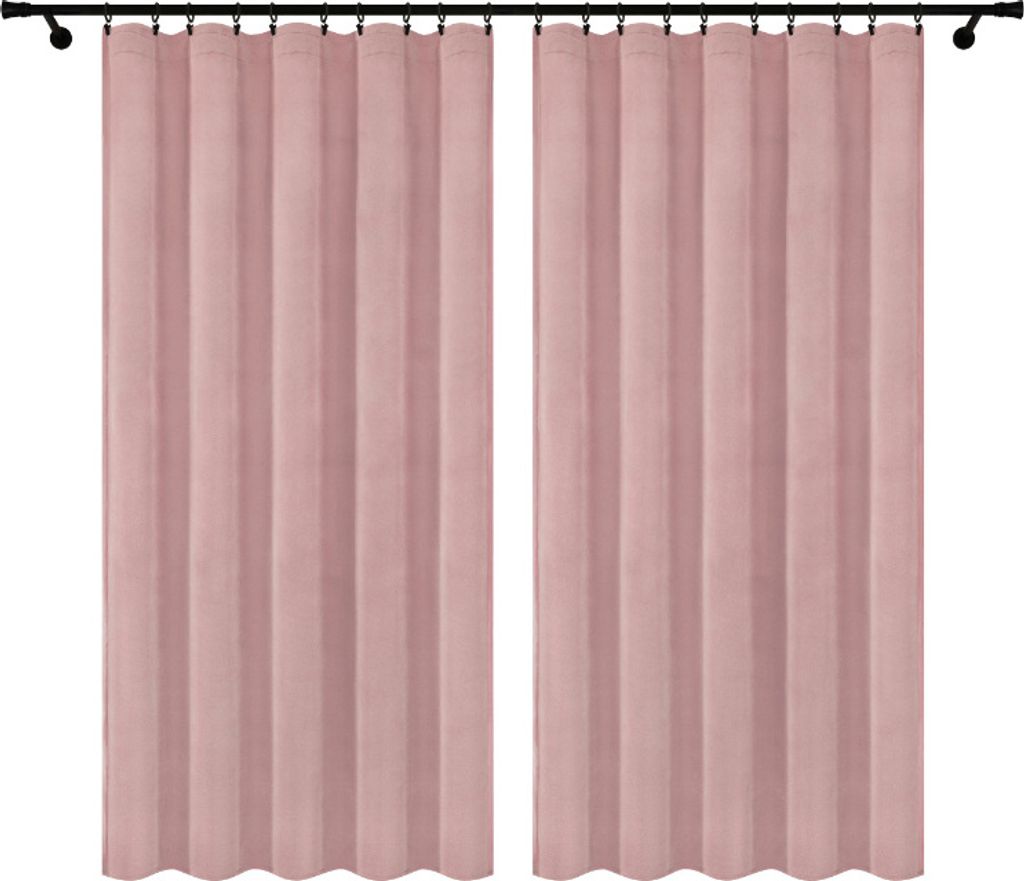 Vorhänge aus Velours mit Kräuselband 140x230 cm 2 Stücke Rosa Puderrosa Fertige Gardinen