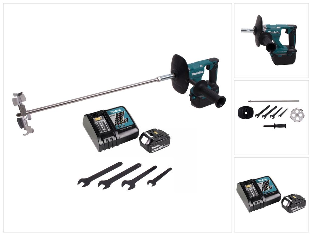 Makita DUT 130 RM1 Akku Rührgerät 18V M14 Brushless + 1x Akku 4,0Ah + Ladegerät