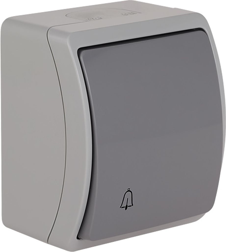 Klingeltaster Aufputz Außenbereich Feuchtraum grau IP44