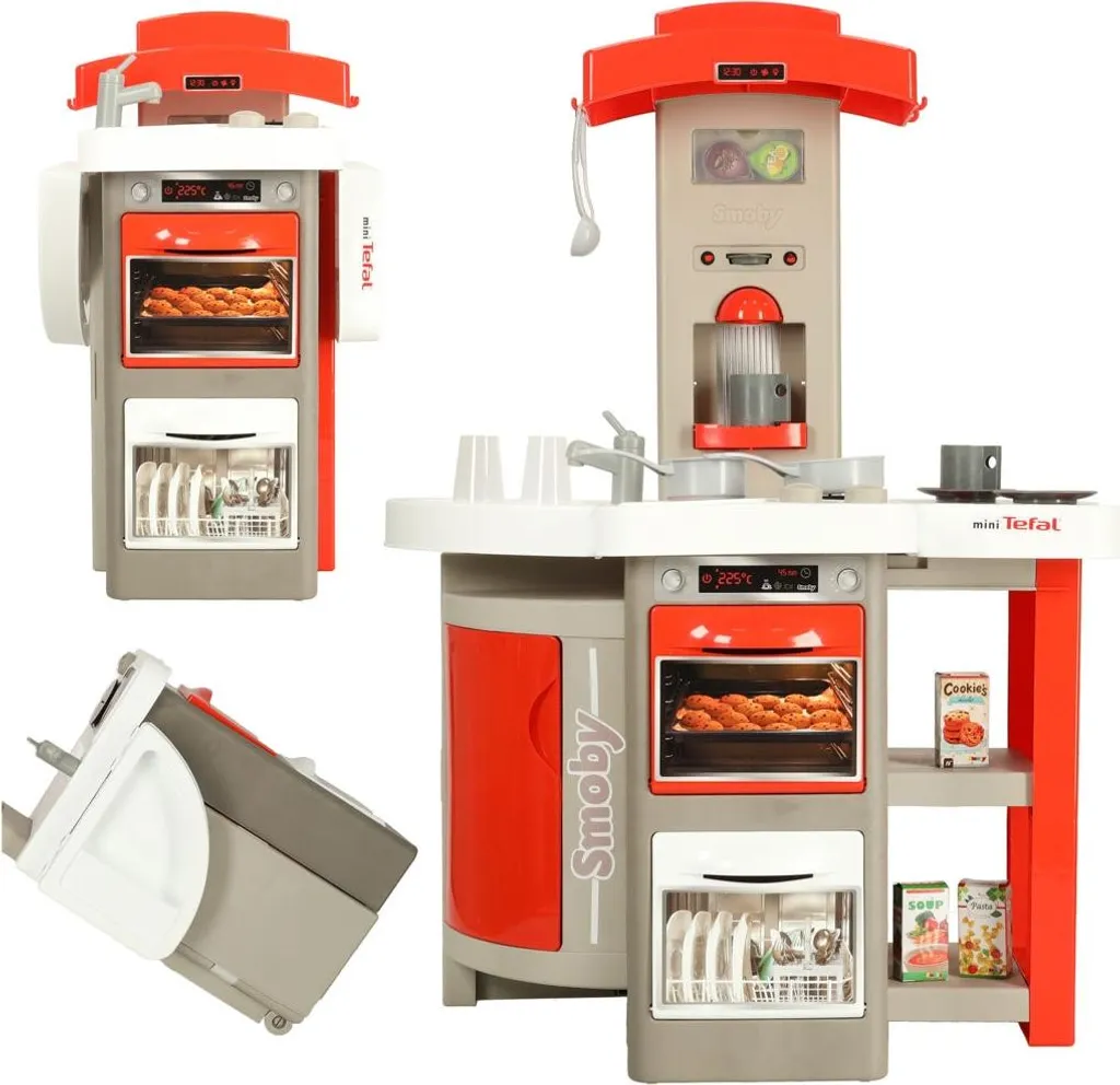 Cuisine enfant rouge sonore en plastique ABS avec plaques de cuisson