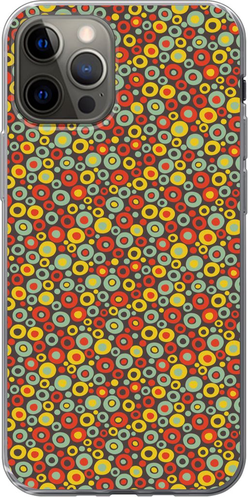 MuchoWow Handyhülle Schutzhülle Hülle für Telefoonhoesje iPhone 12 Pro Muster - 70er Jahre - Retro - Blase Silikon Softcase Handy Hülle - Ab...