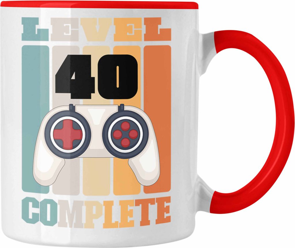 Trendation - 40. Geburtstag Tasse Mann Geschenk 40er Geschenkidee 40 Mutter Vater Männer Lustig Geschenke Gamer Geschenke (Rot)