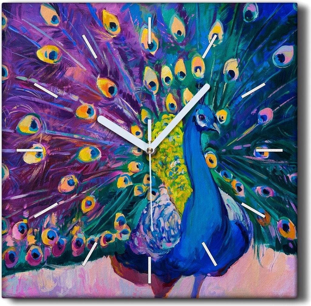 Coloray Hodiny Unikátní 30x30 cm Tiché hodiny Pro obývací pokoj a kuchyň Nástěnné hodiny Plátno Černé ručičky hodin - Zvířecí tla...