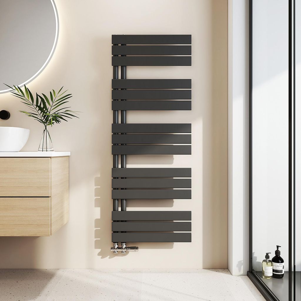 EMKE koupelnový radiátor plochý 132x50 cm černý ohřívač Obrázek produktu 