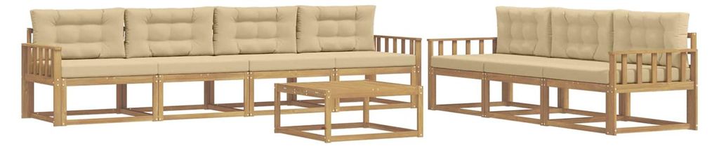 vidaXL Outdoor-Sofagarnitur mit Kissen 7 pcs Weiß und Beige
