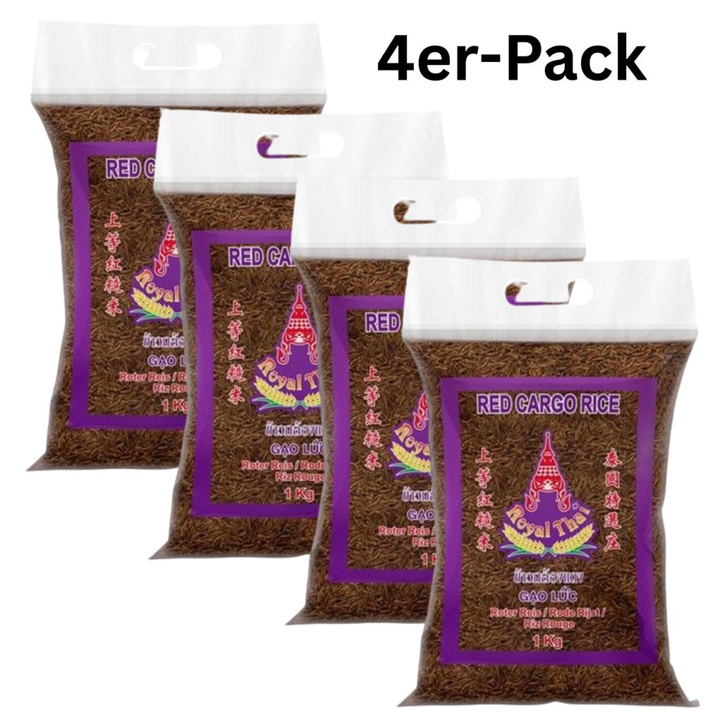 4er-Pack Royal Thai Langkorn Roter Cargo Reis 1kg
