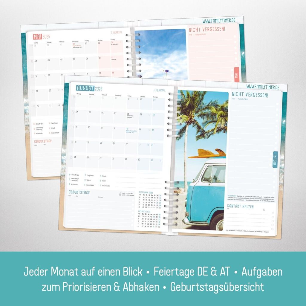 Family-Timer 2025 / 12 Monate / Summer Beach / Häfft-Verlag Produktbild 4