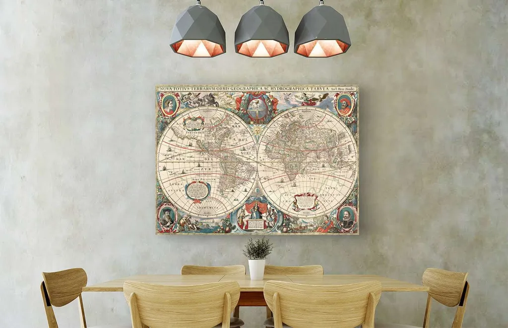Mappemonde Ancienne sur Toile de Qualité - Impression HD Hondius 60x40