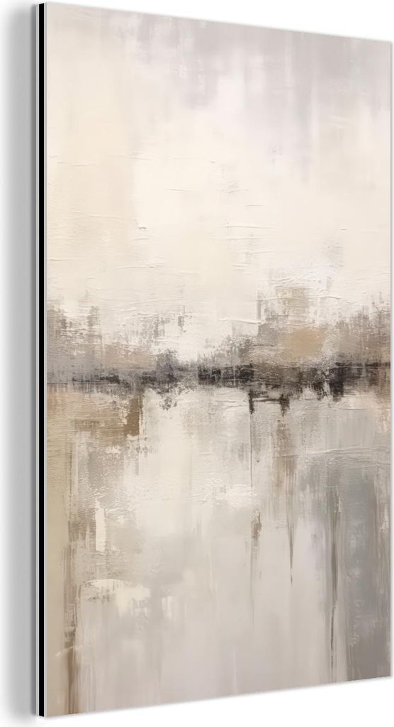 MuchoWow Wanddekoration Metall Metallbild Wandkunst 40x60 cm Moderne Kunst - Abstrakt - Beige MuchoWow Aluminium Gemälde - Wanddekoration aus Alum...