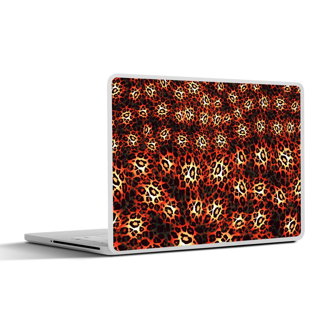 MuchoWow Laptop Aufkleber Sticker Cover Leopardenmuster - Design - Orange 30x21 cm - Sticker für Laptop - Selbstklebend