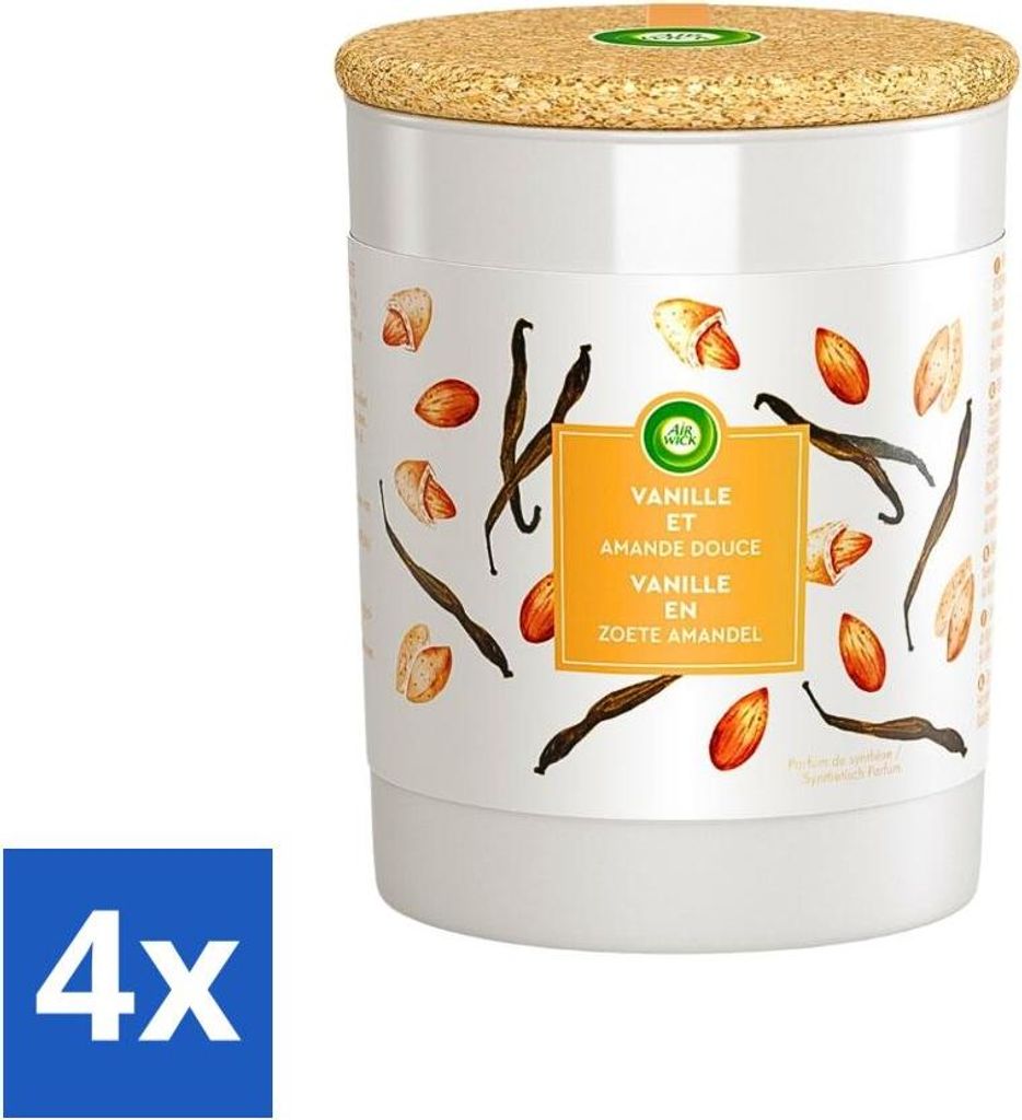 Air Wick - Duftkerze - Vanille & Süßmandel - 35 Stunden Brenndauer - Vorteilspack - 4 Stücke