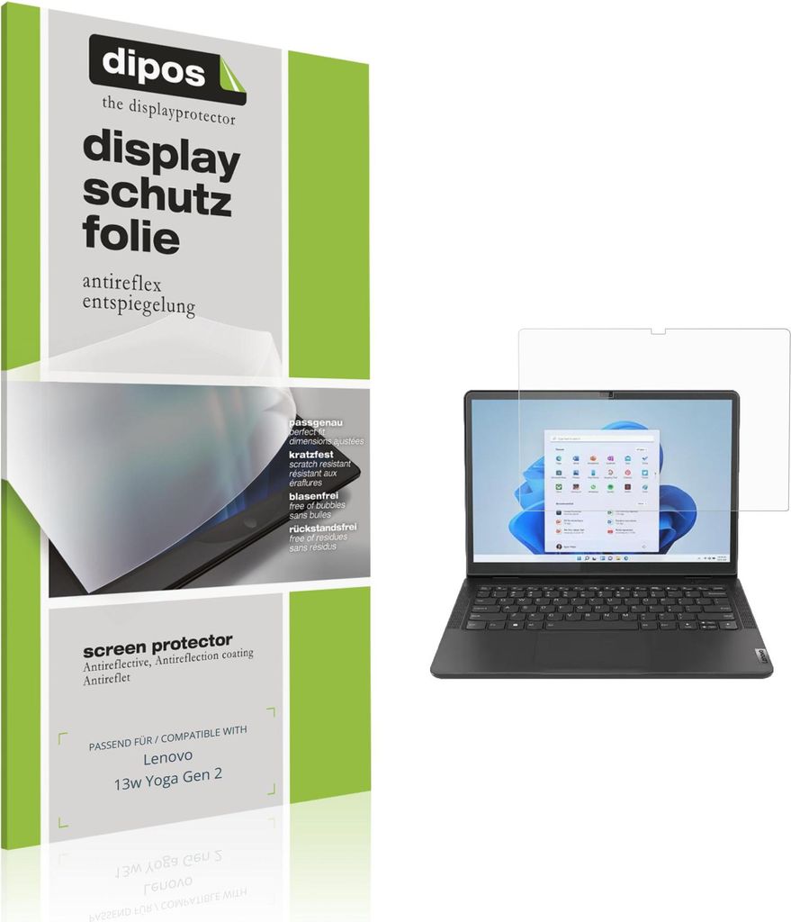 2x Schutzfolie für Lenovo 13w Yoga Gen 2 matt Displayschutzfolie Folie Display Schutz dipos