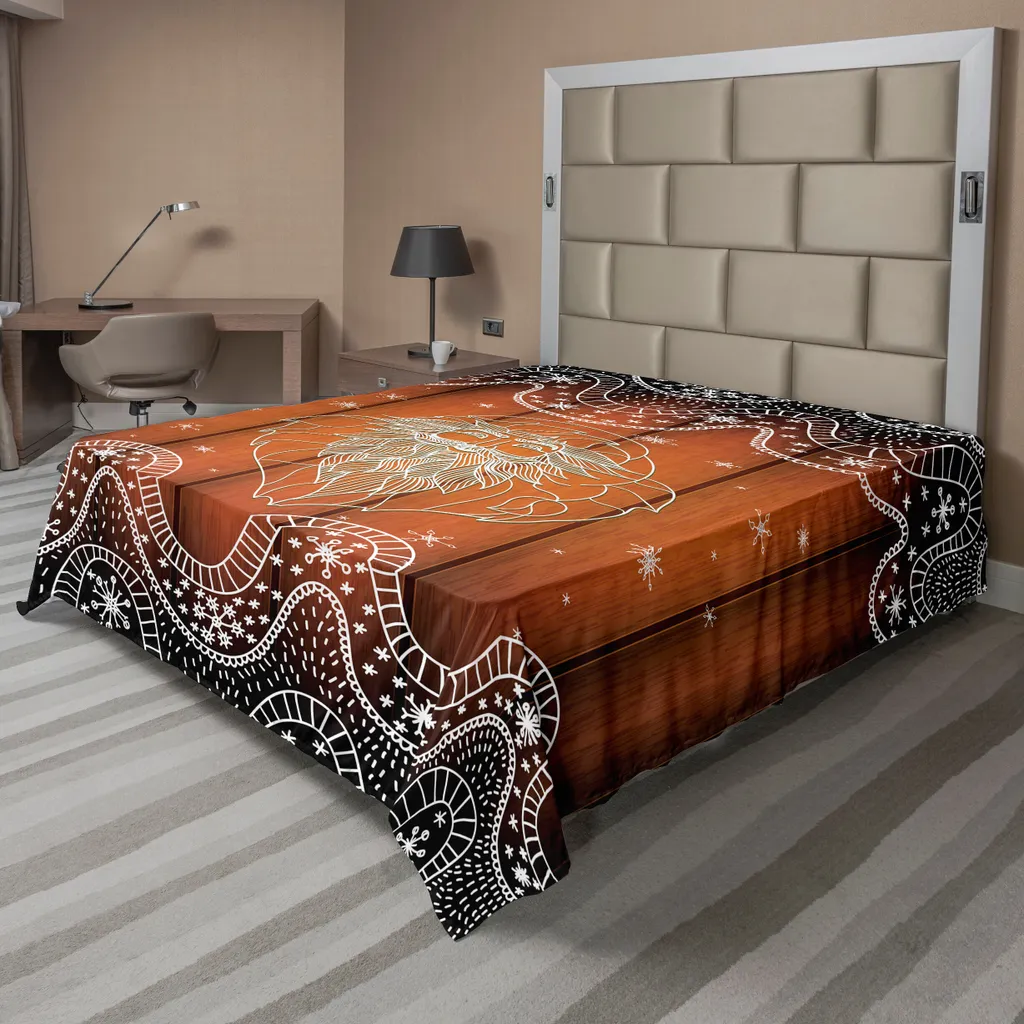 ABAKUHAUS Drap de Noël Saint Nicolas Marron et Blanc 244 x 205 cm