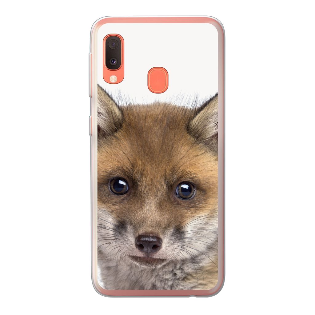 MuchoWow Handyhülle Schutzhülle Hülle für Samsung Galaxy A20e Fuchs - Tiere - Jungtier - Jungen - Mädchen - Kind Silikon Softcase Handy Hül...