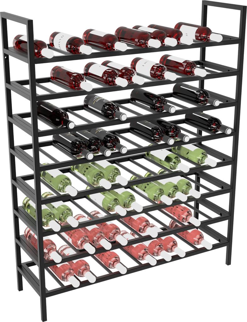 MetaloPro Weinregal Jerez – Schwarzes Metallregal Für 96 Weinflaschen, Robustes Design, Ideal Für Küche, Keller Oder Bar – 125×100×30cm