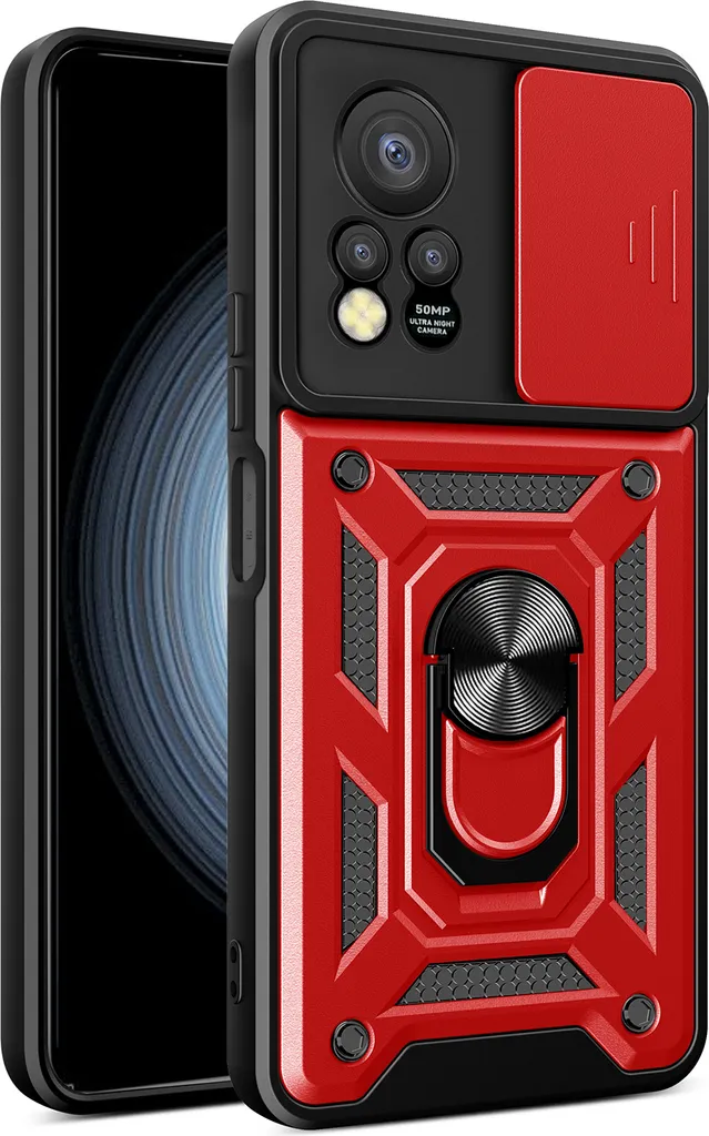 Cover Professionale Infinix Hot 11s NFC con Supporto Auto Rosso