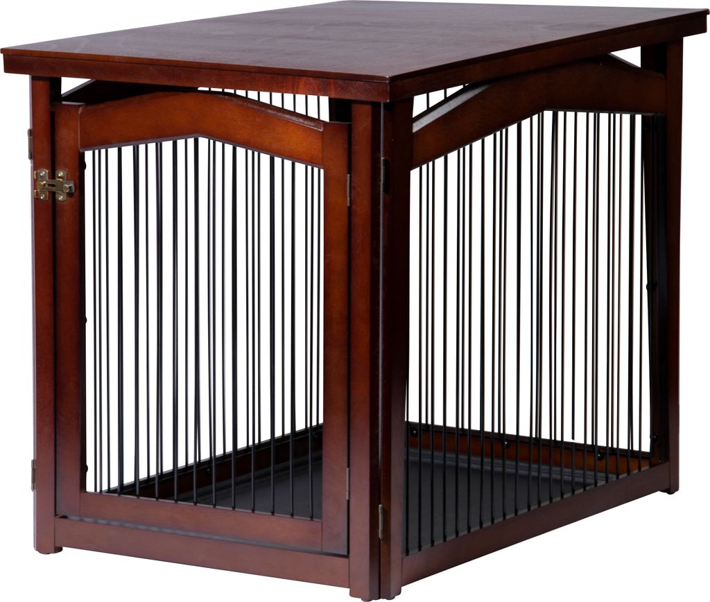 dobar Multifunktion Hundekäfig mit Tischoberfläche Größe L, Absperrung-Gatter aus Holz für innen, Hundebox Indoor klappbar, 101 x 71 x 80 cm, ...