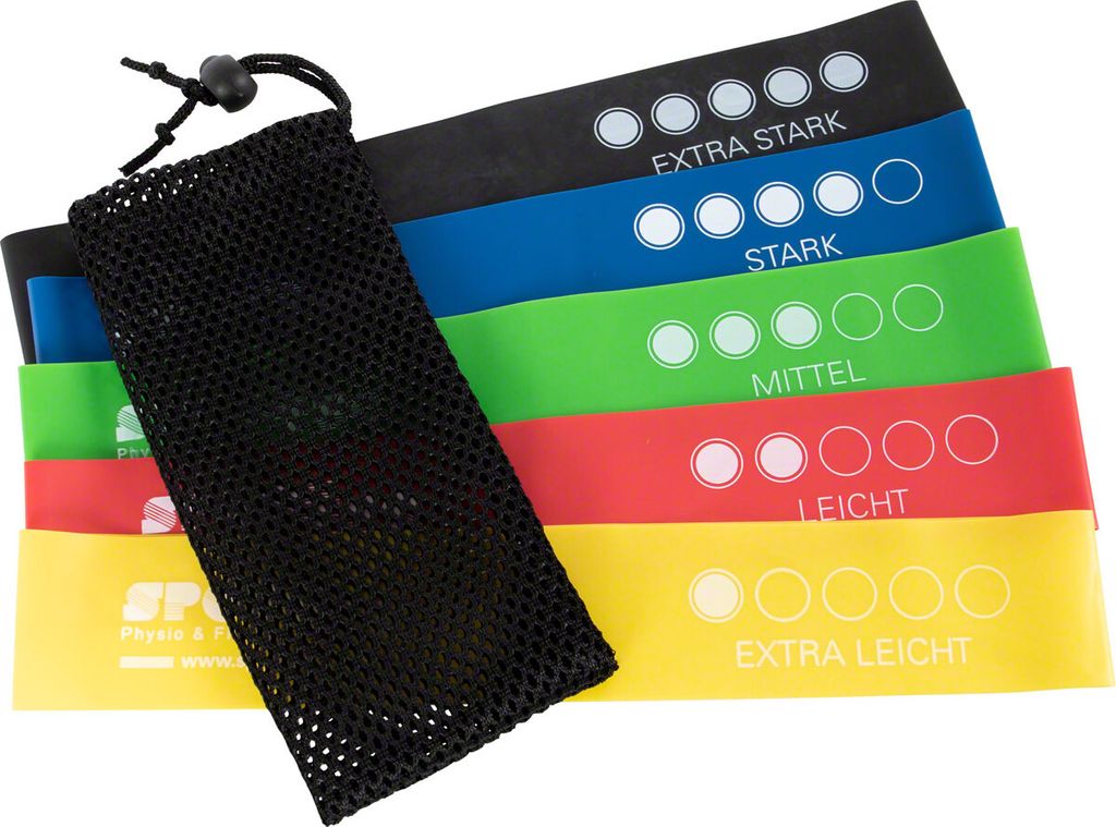 Sport-Tec Fitness-Loops aus Latex, Set 5-tlg., 30x5 cm, 5 Stärken