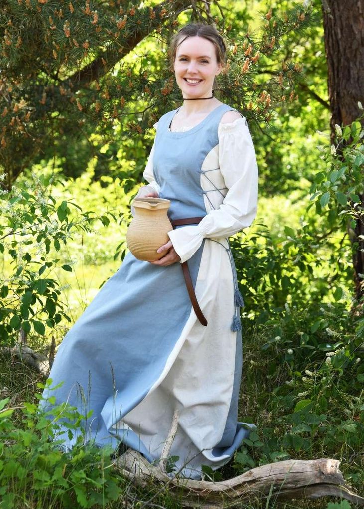 Ärmelloses Überkleid / Trägerkleid blaugrau/natur "Jarle" XXL