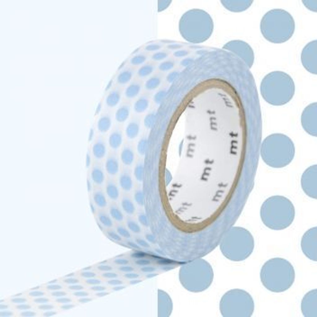 Nastro adesivo decorativo a pois - Blu ghiaccio - 1,5 cm x Immagine del prodotto 