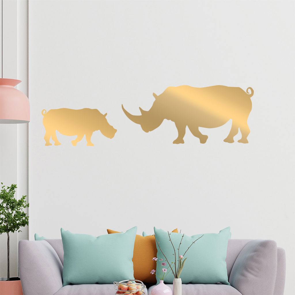 KIWISTAR Nashörner Silhouette Umriss Wandtattoo in 6 Größen - Wandaufkleber Wall Sticker - Dekoration, Küche, Wohnzimmer, Schlafzimmer, Badezimmer