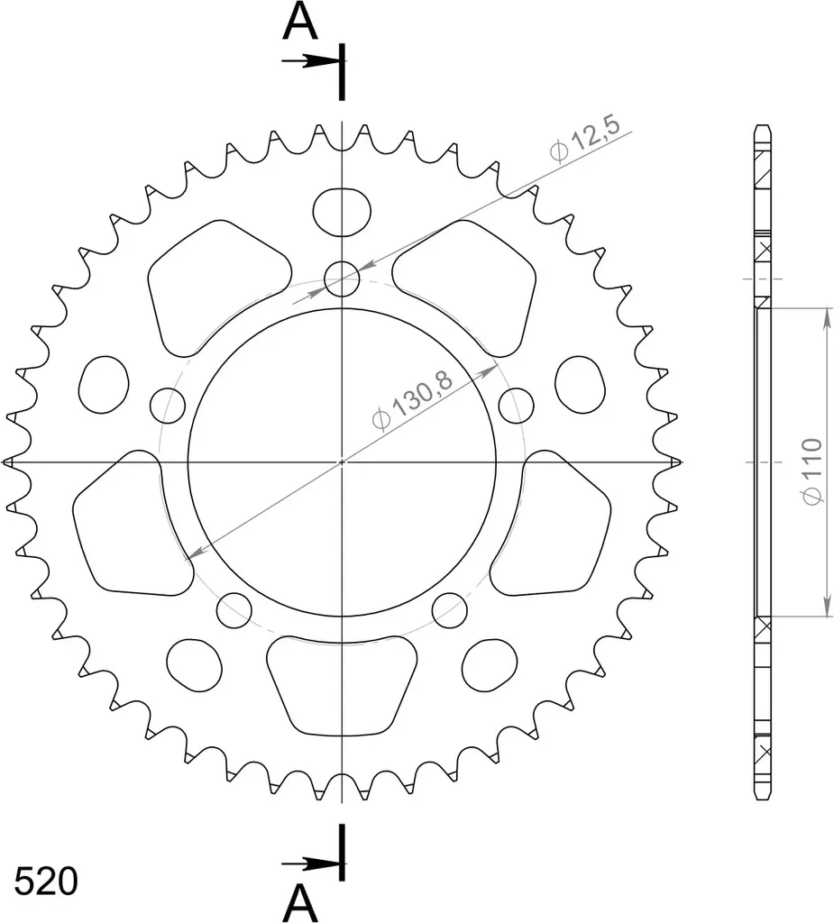 Couronne pour Kit Chaîne 520 Aluminium Bleu 46 Dents pour Moto Sport