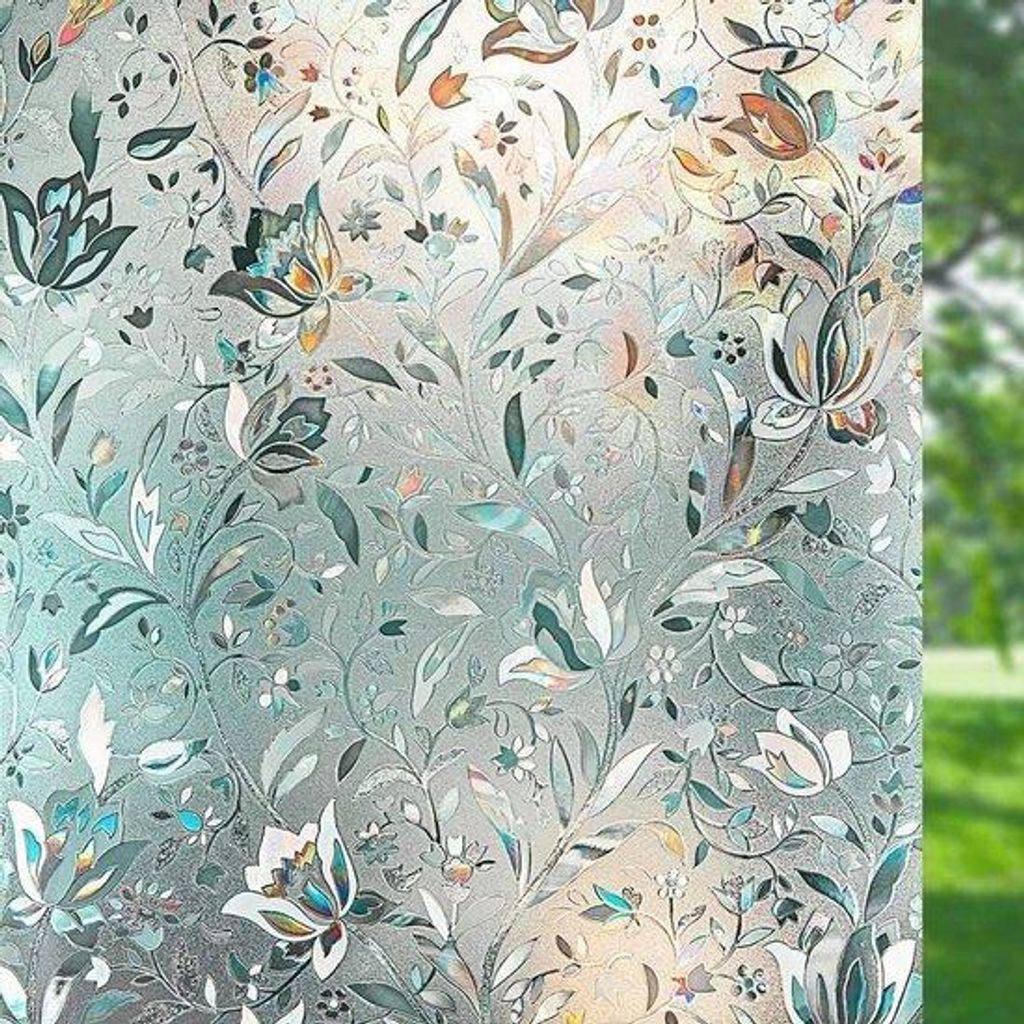 Antistatische, UV-werende, ondoorzichtige dekorfolie met tulpenmotief, 45 × 100 cm, für Wohnzimmer, Küche und Büro