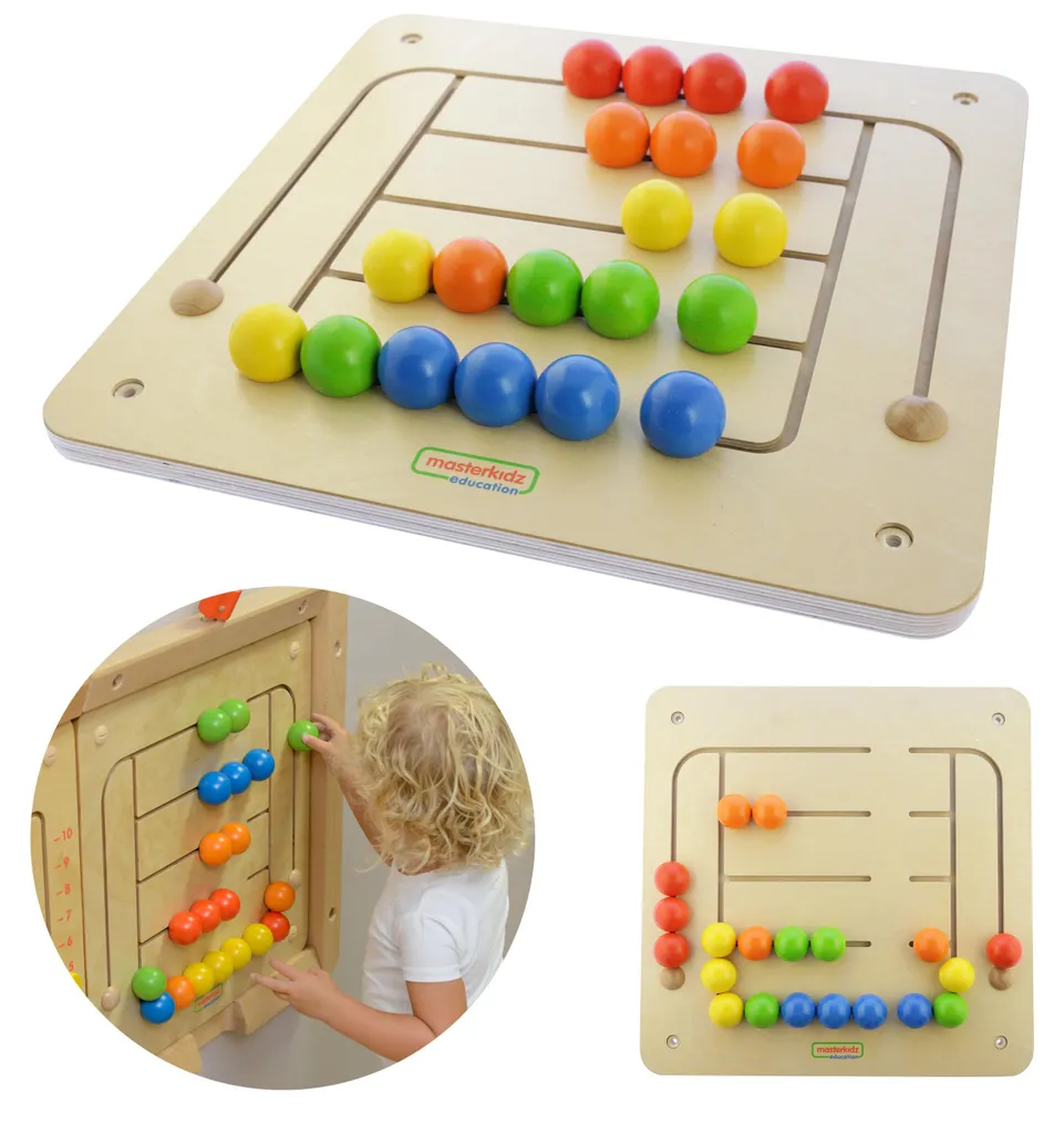 Labyrinthe de Perles Montessori : Jeu Mural d'Éveil en Bois pour Enfant