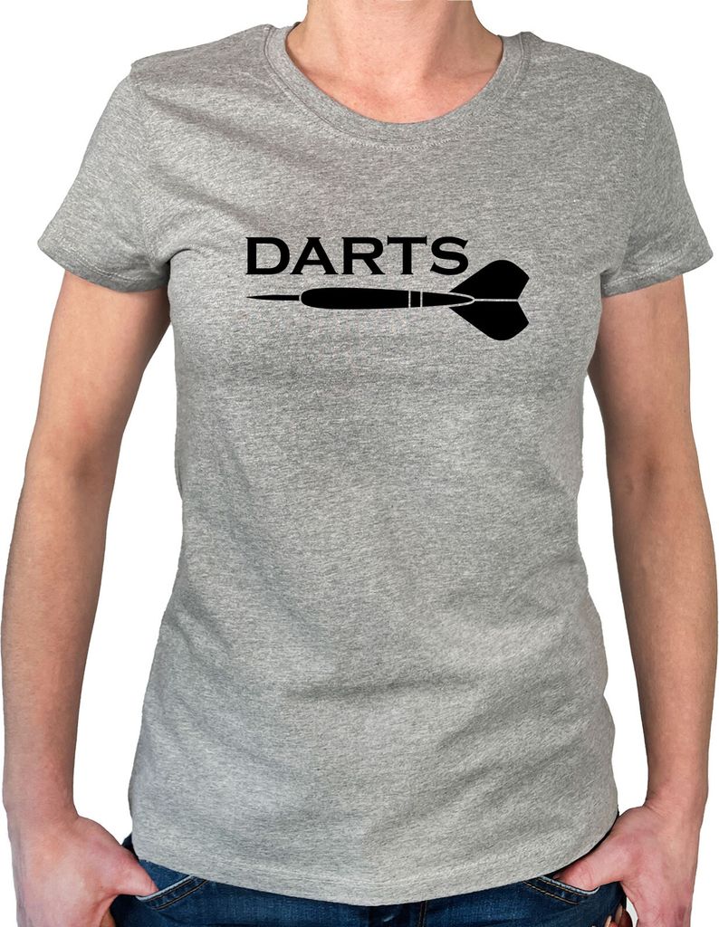 Huuraa Womans T-Shirt Darts Dartpfeil Geschenk Größe L Sport Grey Bio Baumwolle Fairtrade Darts Präsent
