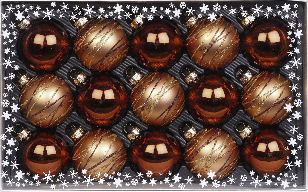 Kugelsortiment 15 Stk 6cm Winter Toffee Produktbild 
