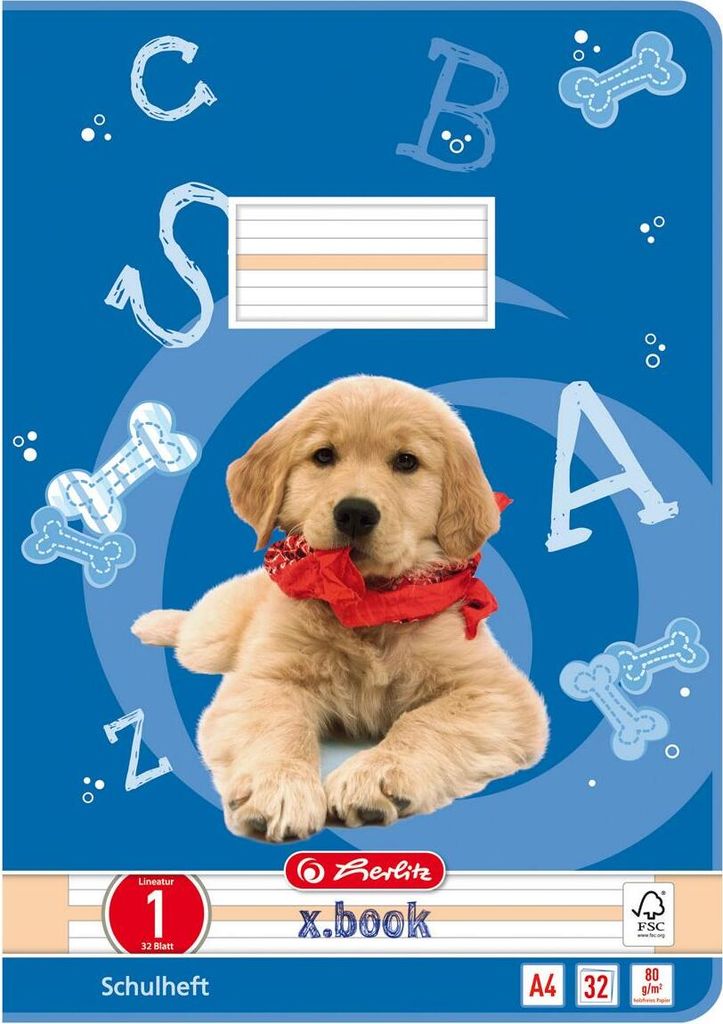 5 Herlitz Schulhefte / DIN A4 / 32 Blatt / Lineatur 01