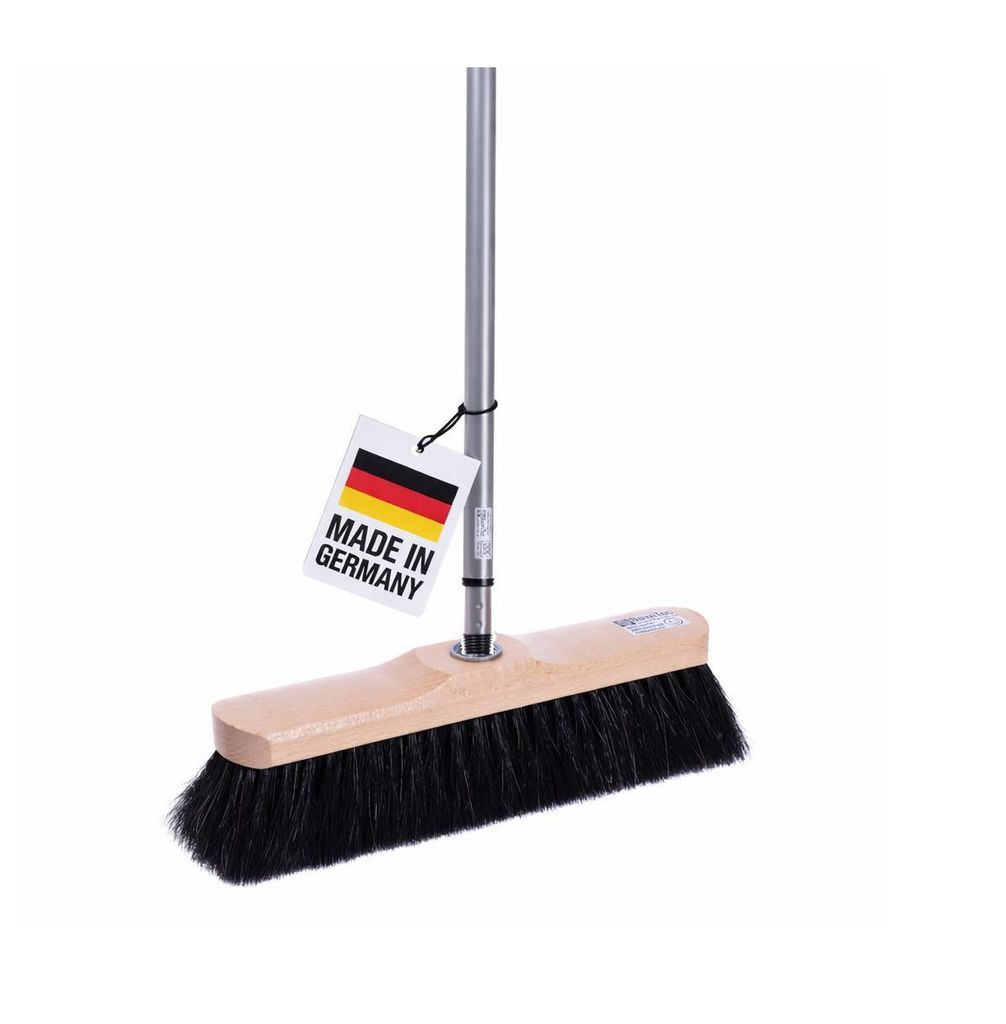 Qualitäts Roßhaarbesen 30cm Breit mit Teleskopstiel stufenlos ausziehbar auf 200cm Länge sehr weiche Rosshaar-Borsten Besen Zimmerbesen mit Stiel